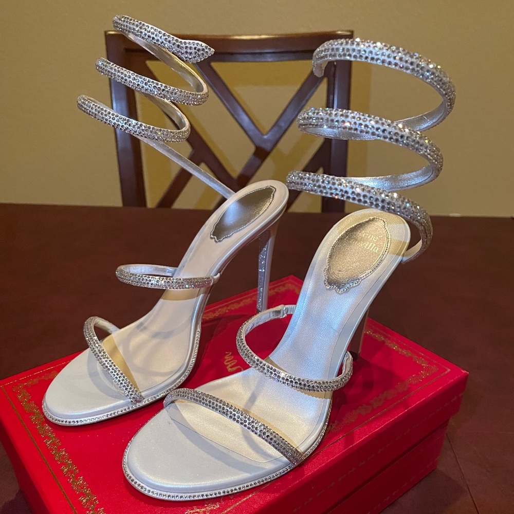BRAND NEW RENE CAOVILLA EVENING SATIN SANDALS CLEO
